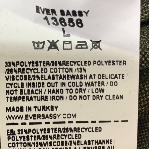 Ever Sassy Women Black Gold Sweater Dress with Pockets Size Large NWT Turtleneck - Picture 8 of 8